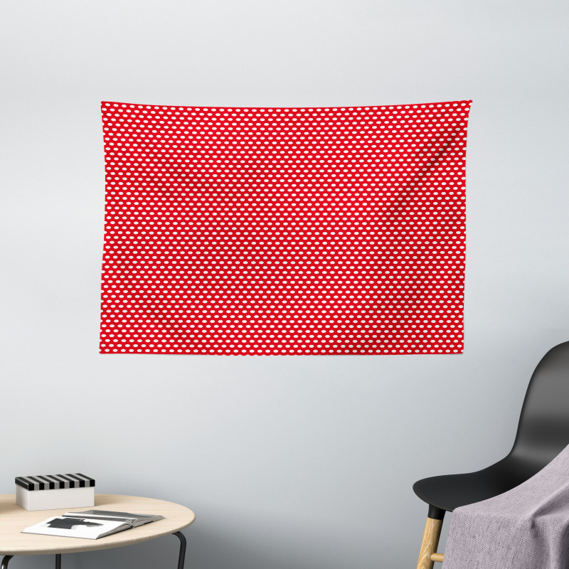 Vivid Retro Dots Art Wide Tapestry