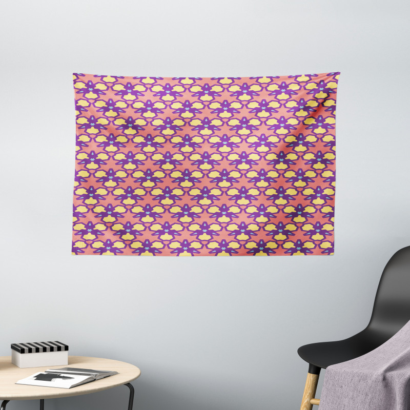 Retro Triangles Motifs Wide Tapestry