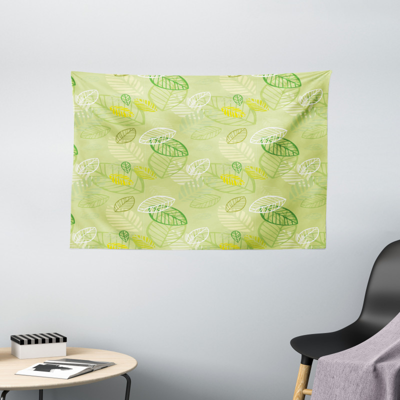 Repeated Leaf Design Art Wide Tapestry