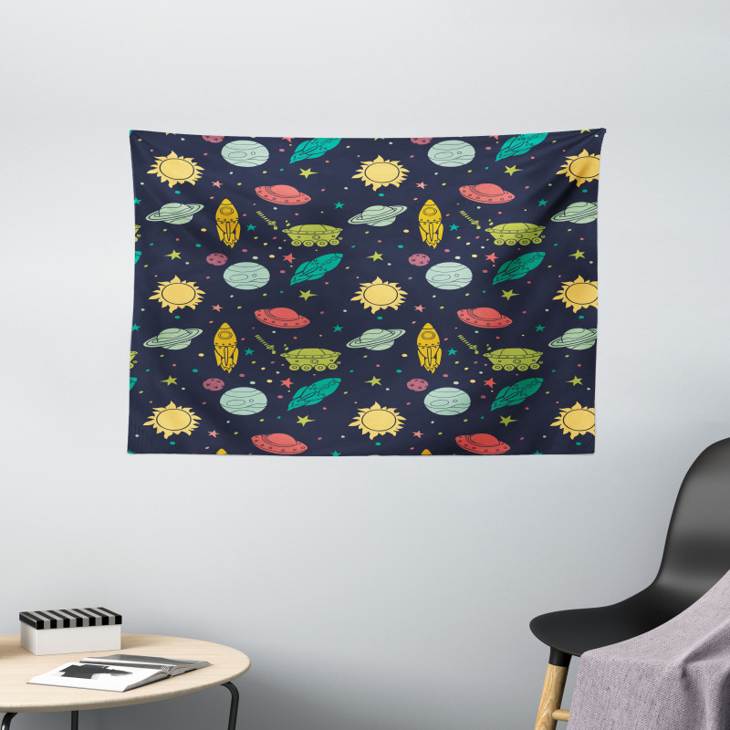 Galaxy Themed Image Art Wide Tapestry