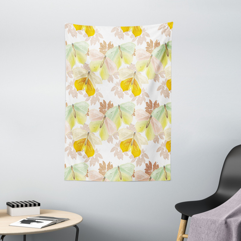 Soft Butterflies and Leaves Tapestry