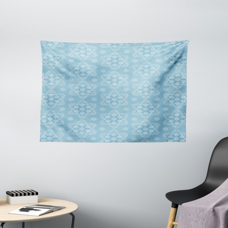 Lace Style Winter Snowflake Wide Tapestry