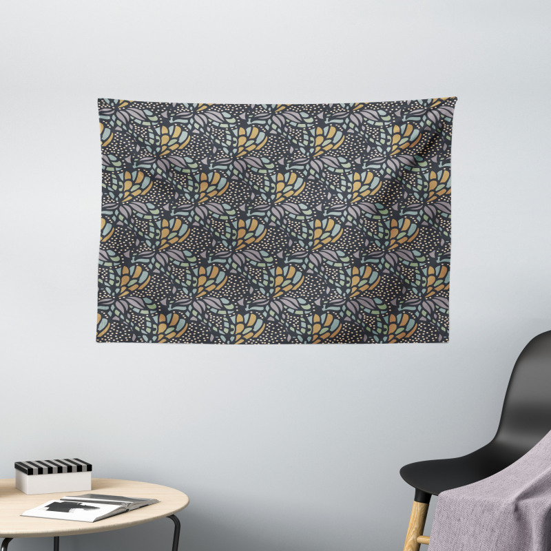 Dots and Flourish Shapes Wide Tapestry