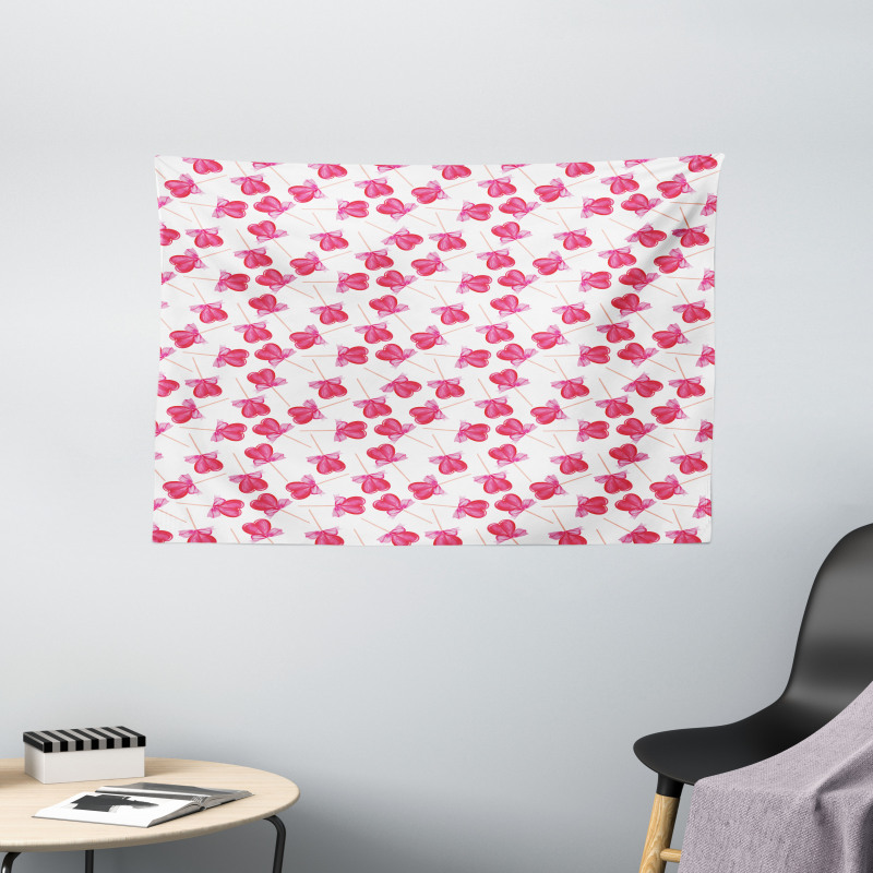 Heart Lollipops Wide Tapestry