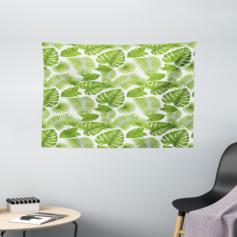 Tropical Forest Leaves Art Wide Tapestry