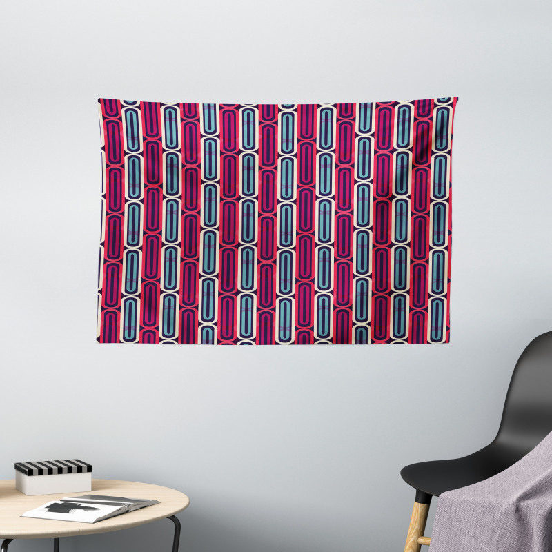 Colorful Retro Revival Wide Tapestry