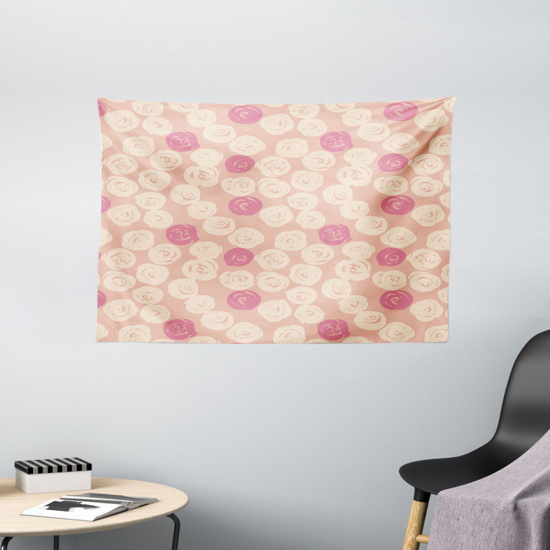 Grunge Rose Petal Rounds Wide Tapestry