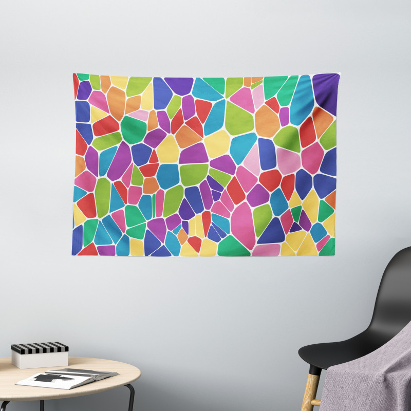Irregular Colorful Cells Wide Tapestry