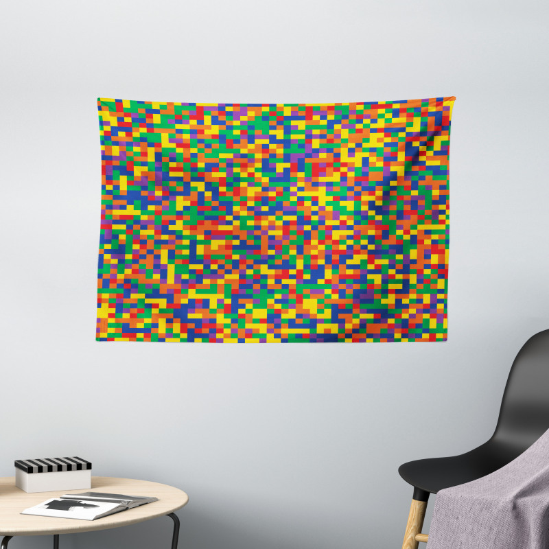 Vivid Motley Pixel Wide Tapestry