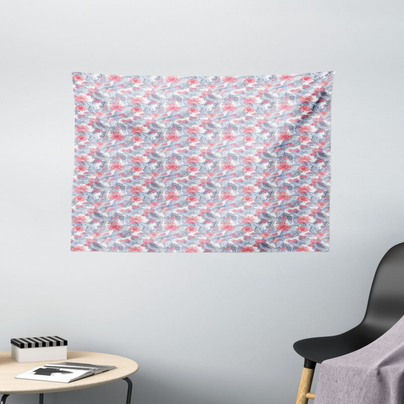 Intertwined Lily Lotus Flora Wide Tapestry