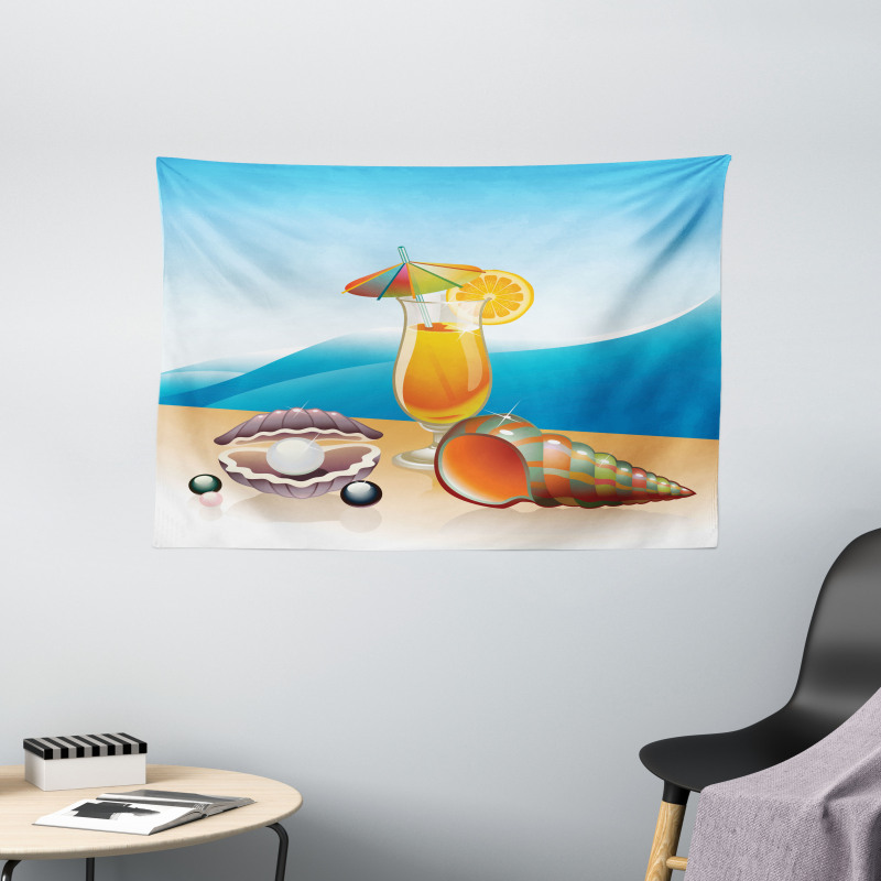 Seascape Summer Beach Wide Tapestry