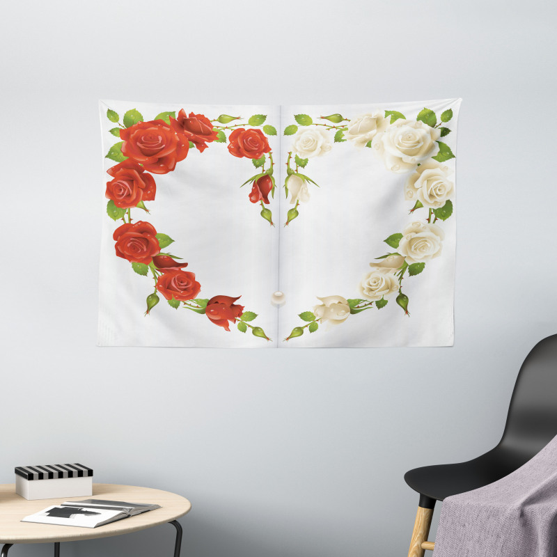 Heart Bouquet Romantic Wide Tapestry