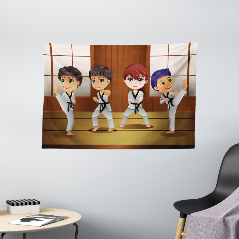 Children Martial Arts Dojo Wide Tapestry