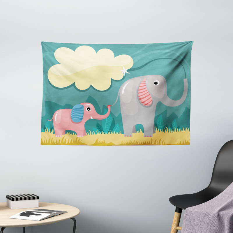 Pastel Baby Animal Wide Tapestry