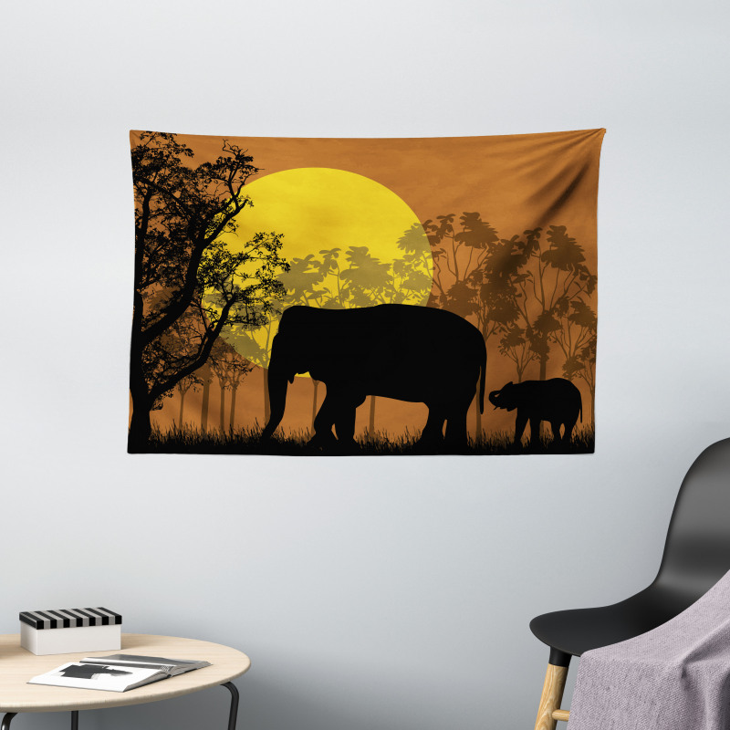 Animals and Trees Wide Tapestry