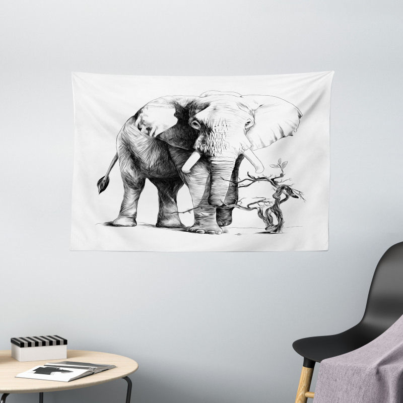 Big Mammal Sketch Wide Tapestry