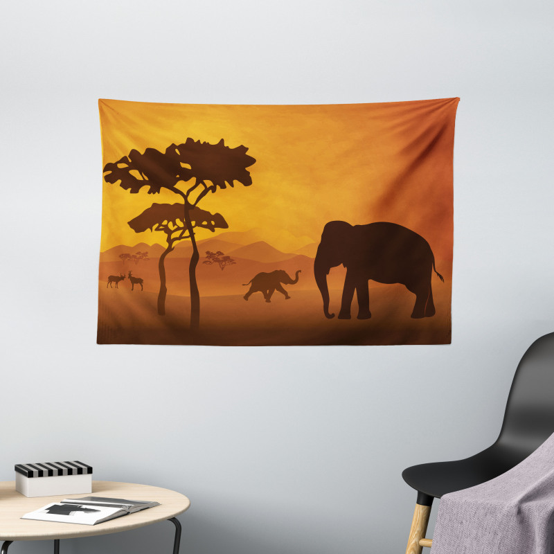 Savanna Mammals Wide Tapestry