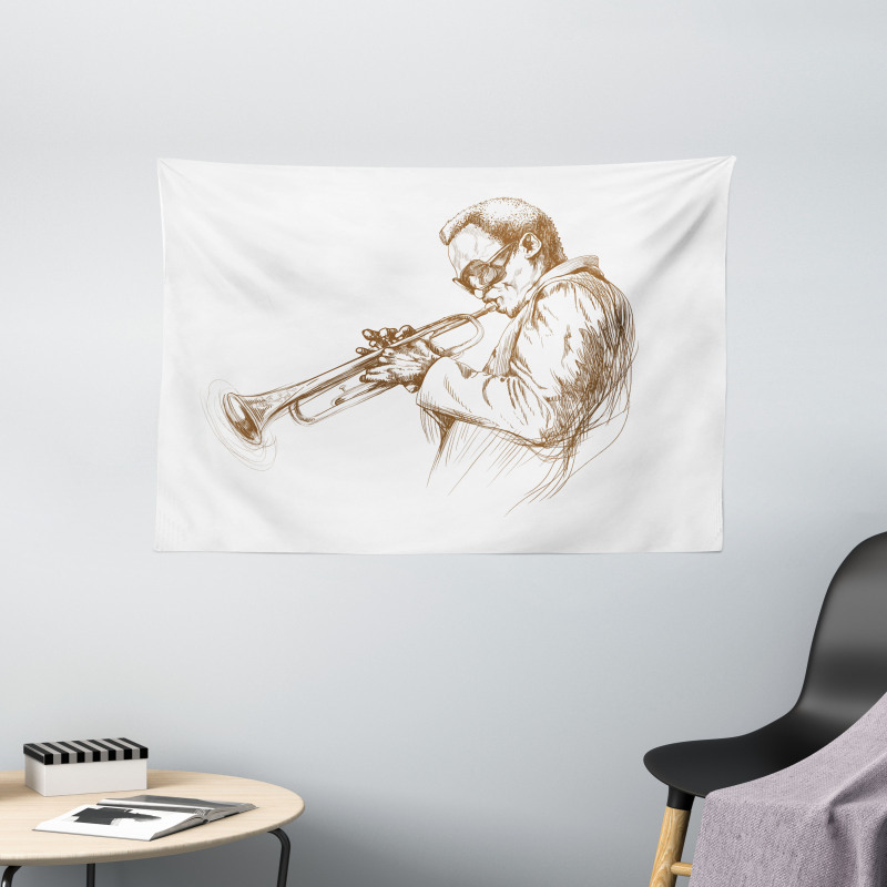 Sketchy Solo Jazz Band Wide Tapestry