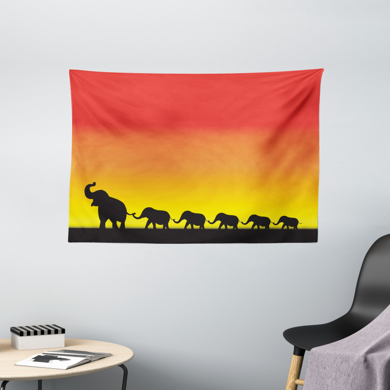 Ombre Sky Mammals Wide Tapestry