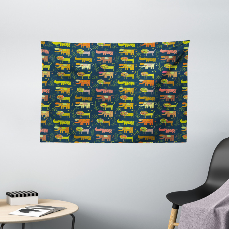 Whimsical Woodland Animals Wide Tapestry