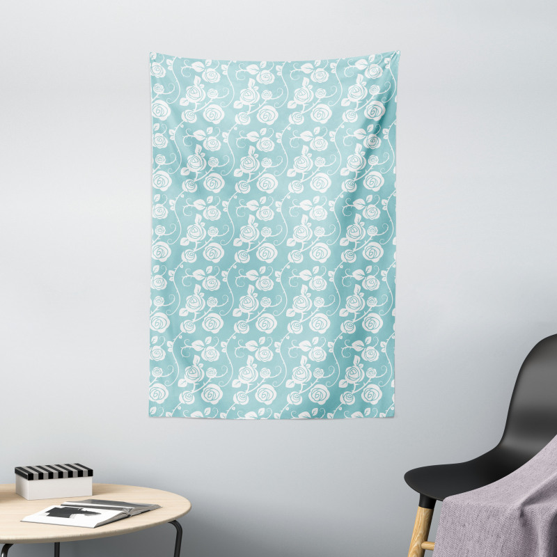 Pastel Style Swirling Roses Tapestry