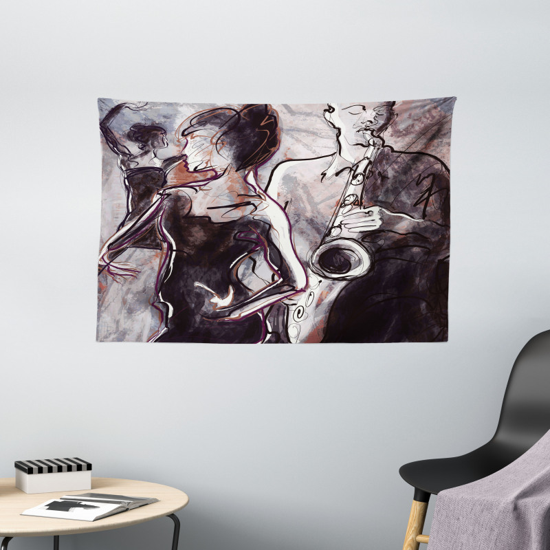 Jazz Musician Saxophone Wide Tapestry