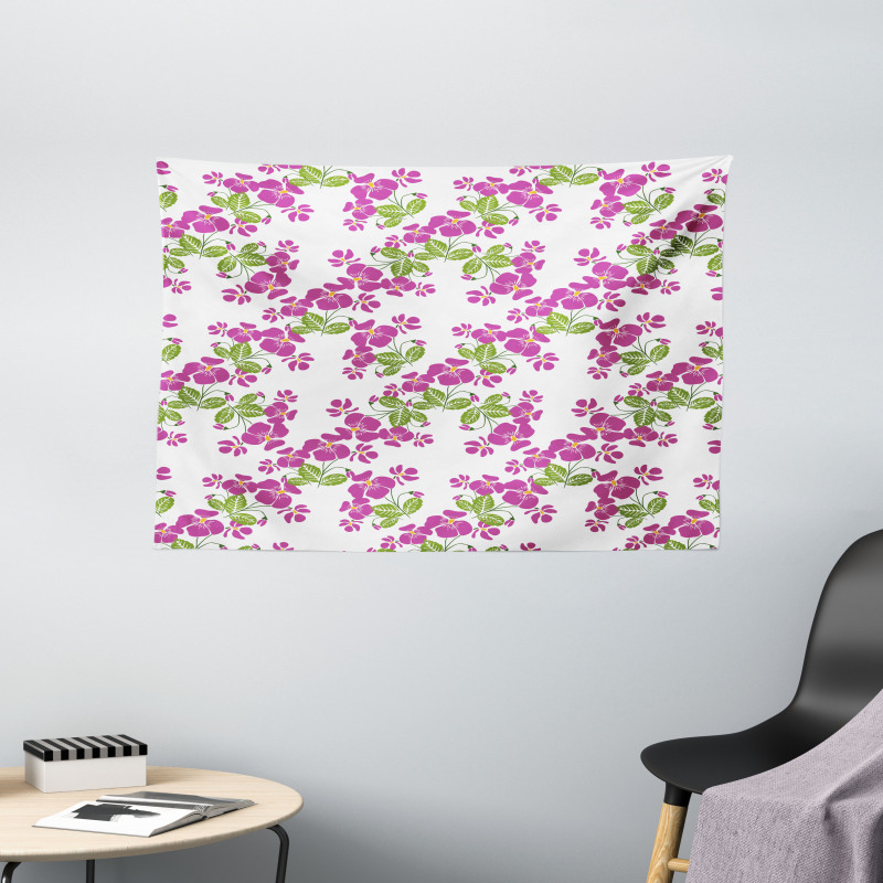 Spring Romance Flowers Bloom Wide Tapestry