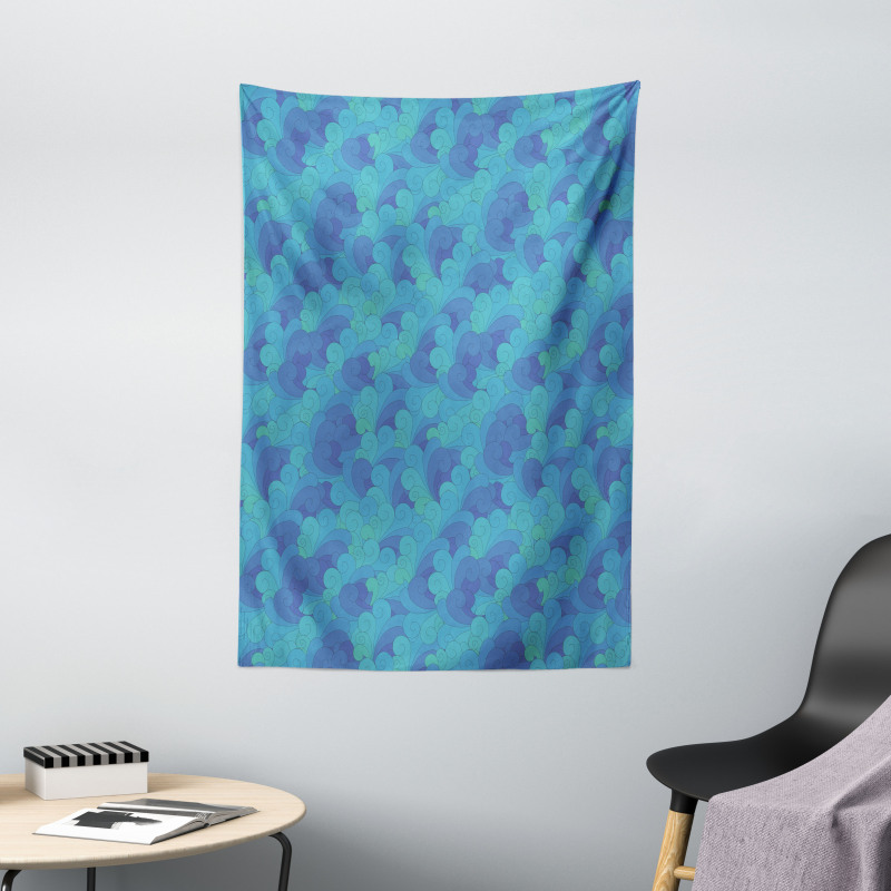 Doodle Ocean Sky Clouds Tapestry