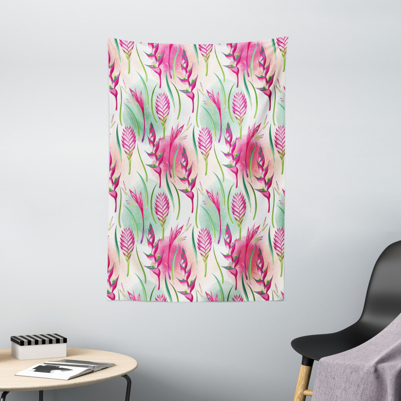 Tropic Flowers Paint Blots Tapestry