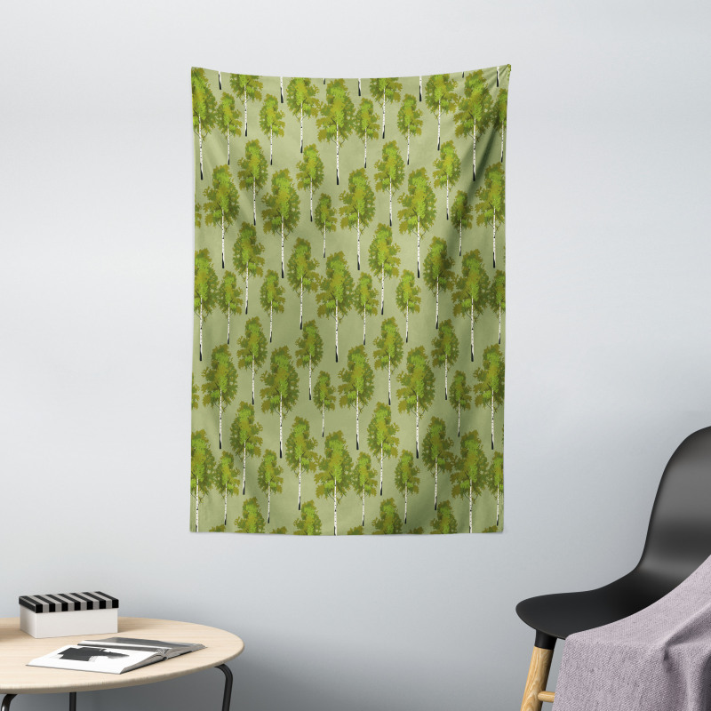 Forest Scene of Trees Art Tapestry