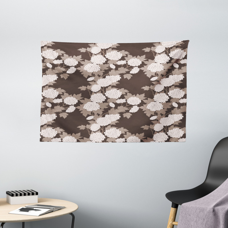 Top View Abstract Blossoms Wide Tapestry