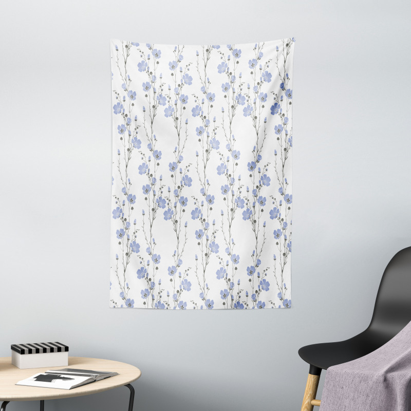 Blossoming Flax Flowers Tapestry