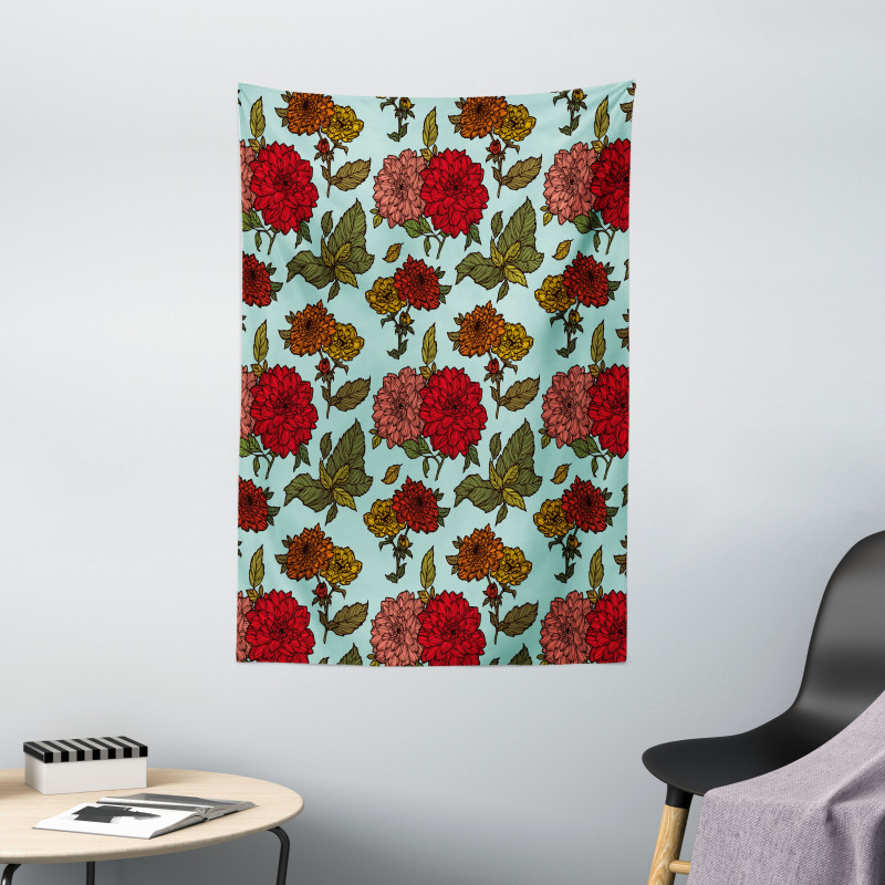 Detailed Large Flowers Scene Tapestry