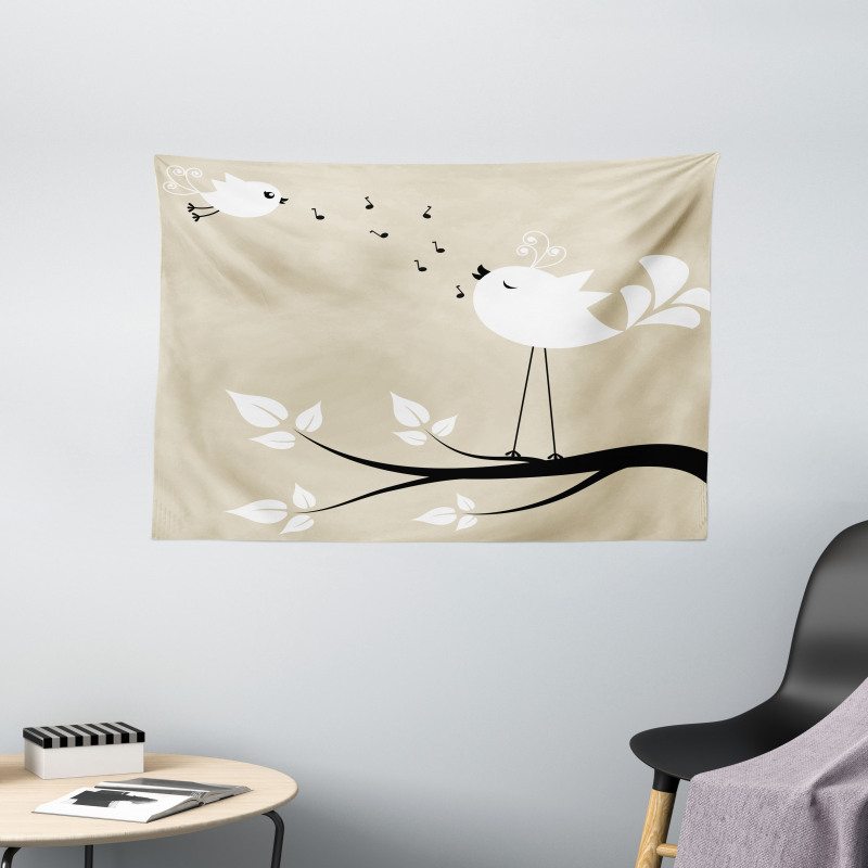 2 Birds on a Branch Wide Tapestry