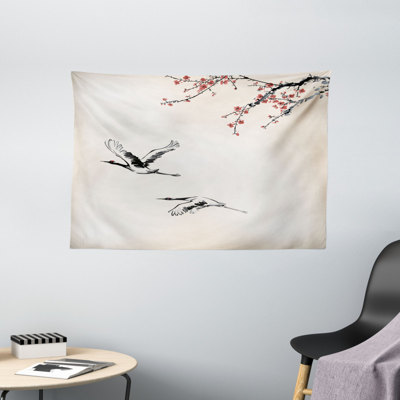 Cherry Trees in Spring Wide Tapestry