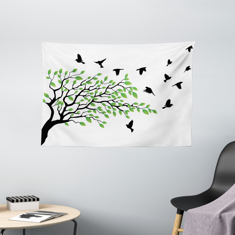 Flying Birds Spring Peace Wide Tapestry