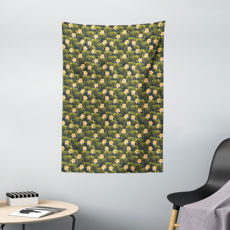 Palm Leaves Summer Flowers Tapestry