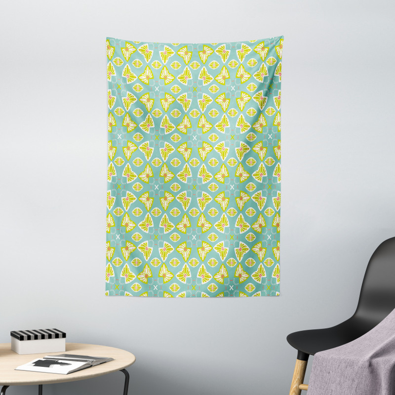 Butterfly Motif Damask Tapestry