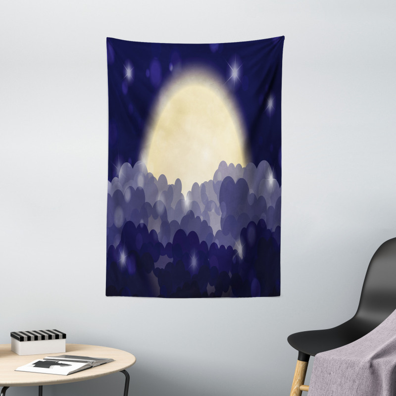 Cloudy Sky View at Night Tapestry