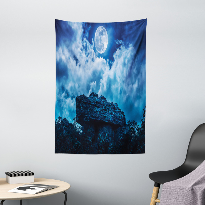 Cliff Under Cloudy Night Tapestry