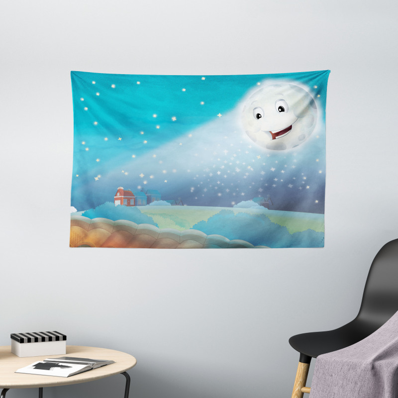 Cartoon Lunar Smiling Wide Tapestry