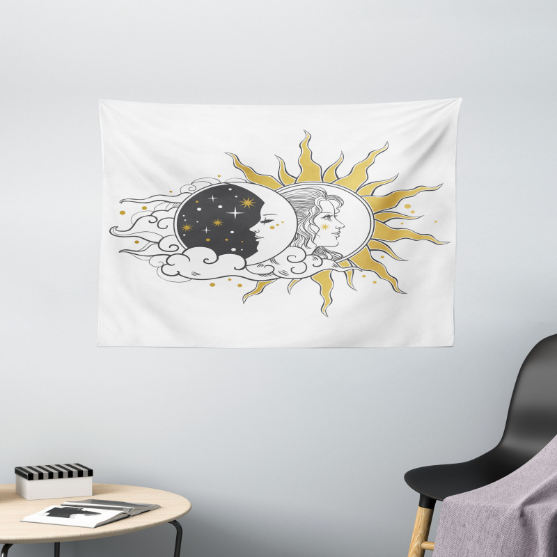 Woman Portrait in Sun Wide Tapestry