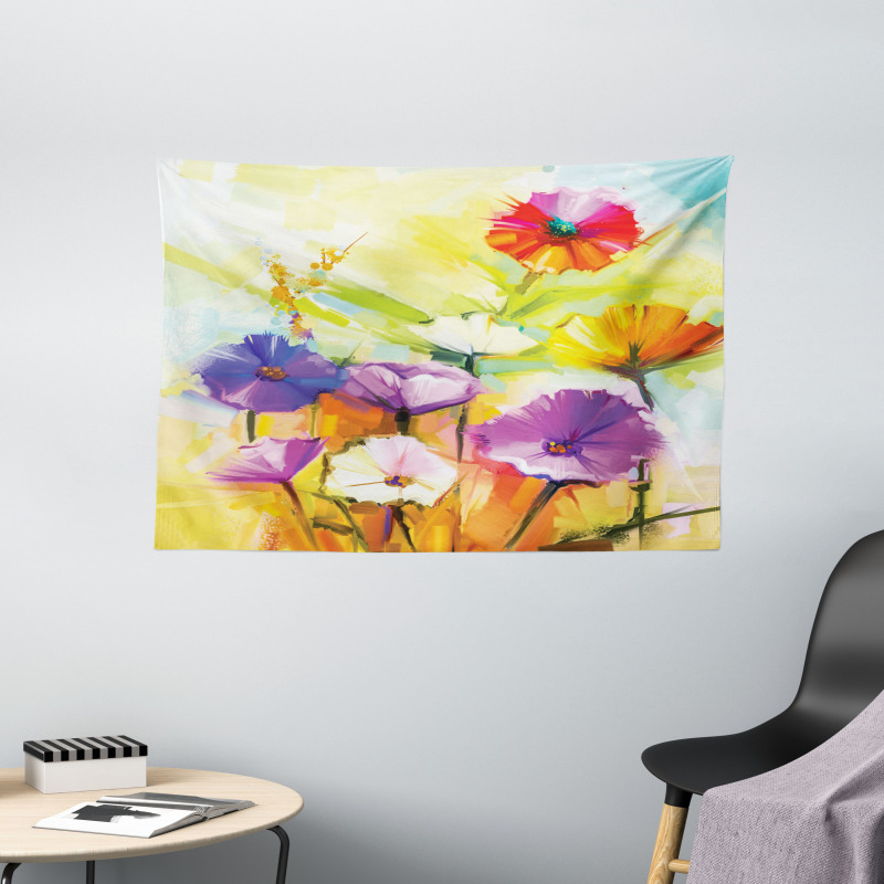 Vivid Gerbera Bloom Spring Wide Tapestry