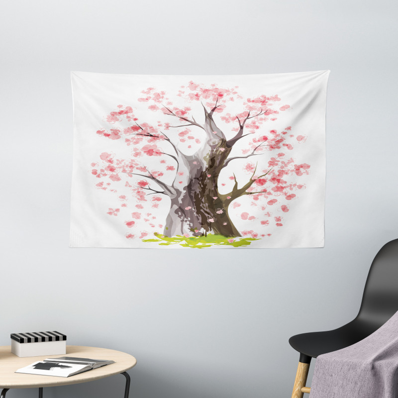 Blooming Sakura Wide Tapestry