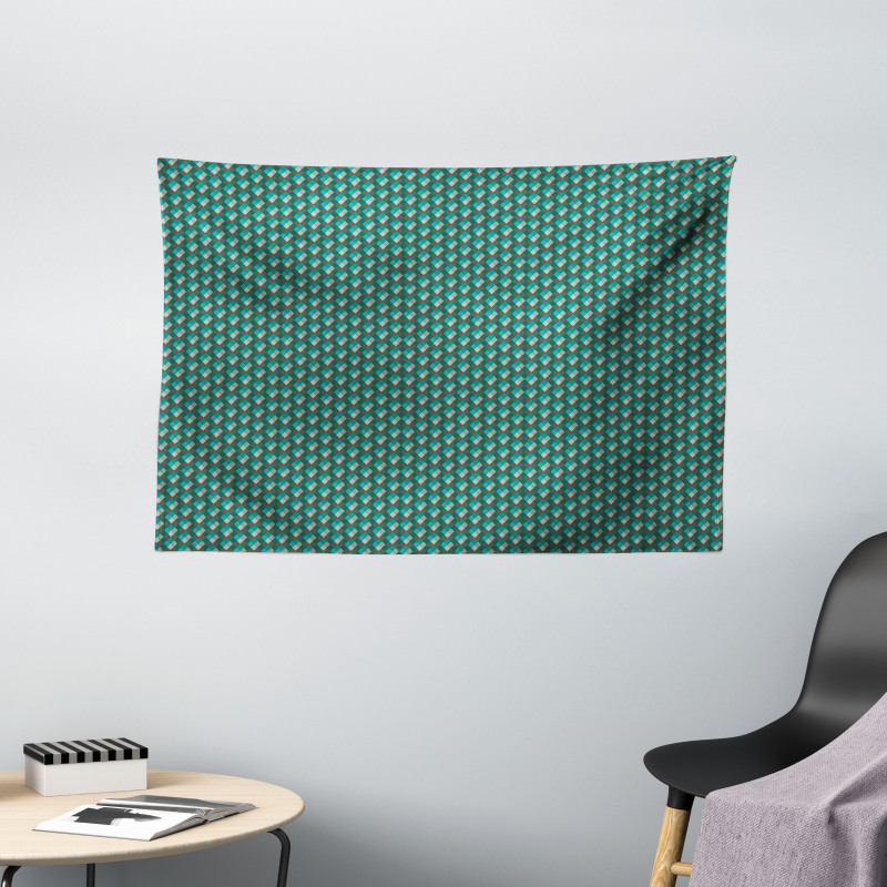 Cold Toned Tiny Rhombuses Wide Tapestry