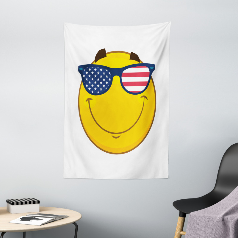 USA-Themed Emoji Sun Face Tapestry