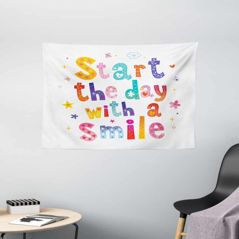 Start the Day with a Smile Wide Tapestry