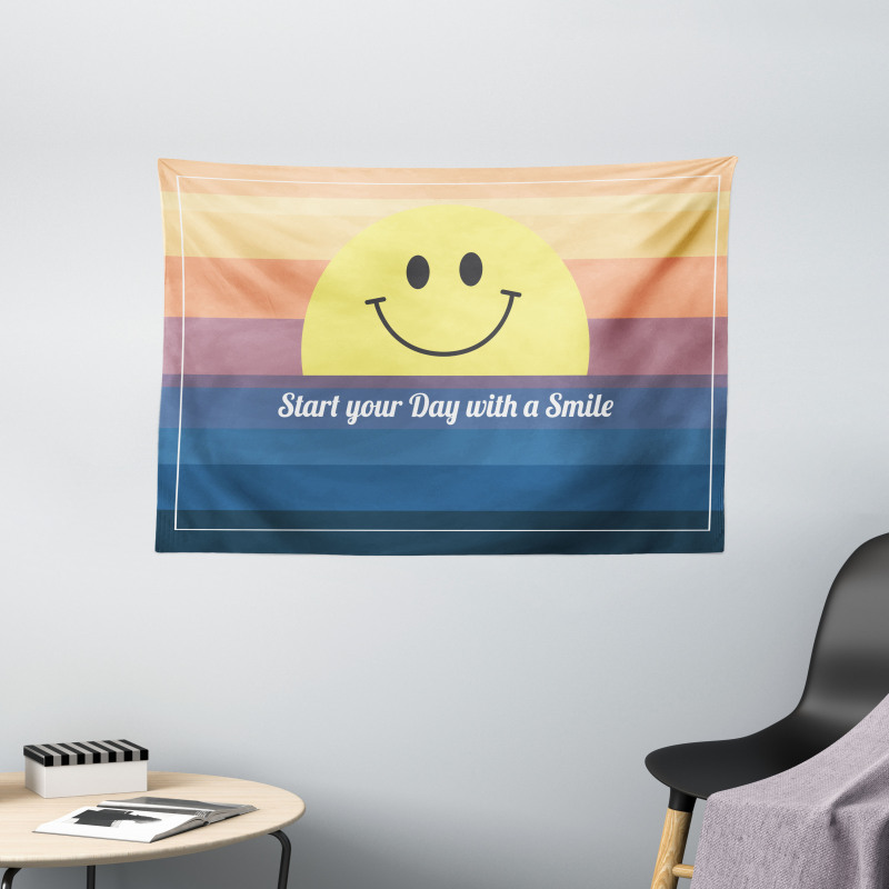 Smirking Sun and Lettering Wide Tapestry