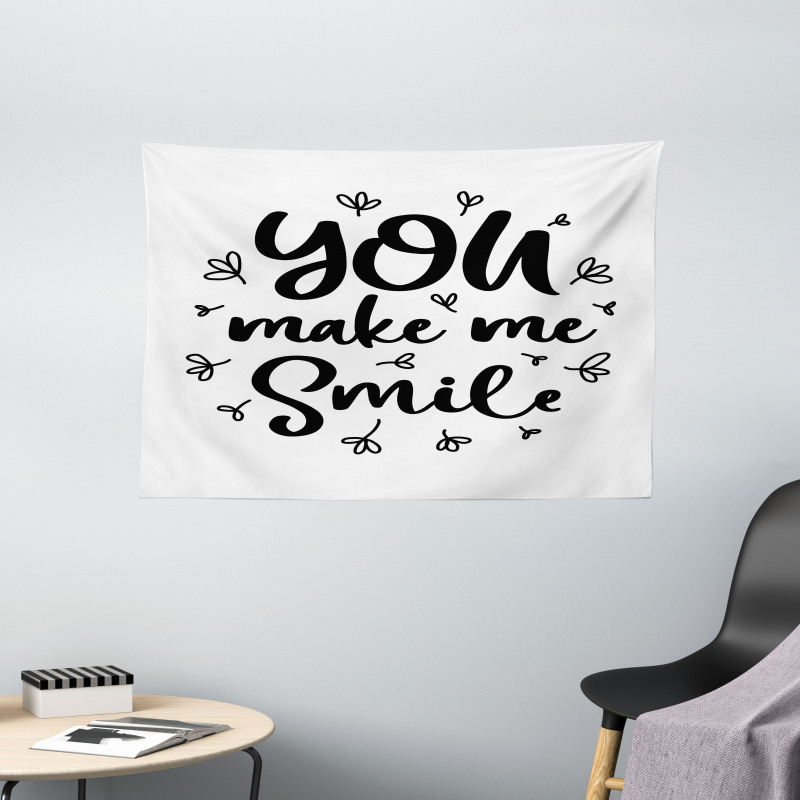 Hand Drawn You Make Me Smile Wide Tapestry