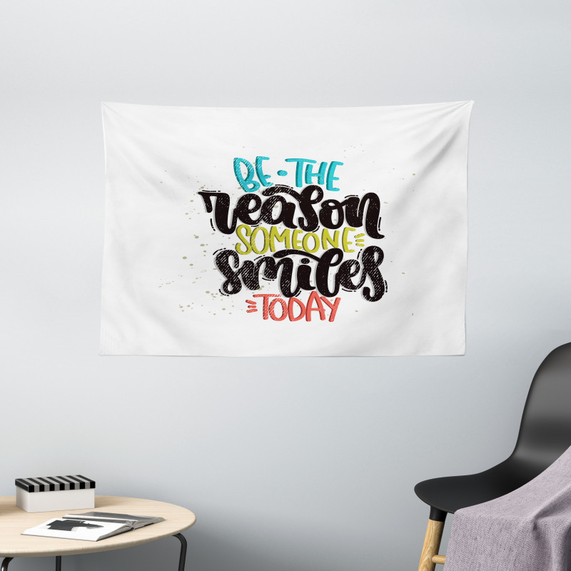 Funky Positive Calligraphy Wide Tapestry